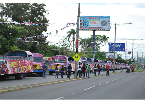 Listos buses pelones para la gran caravana popular del Repliegue Táctico a Masaya