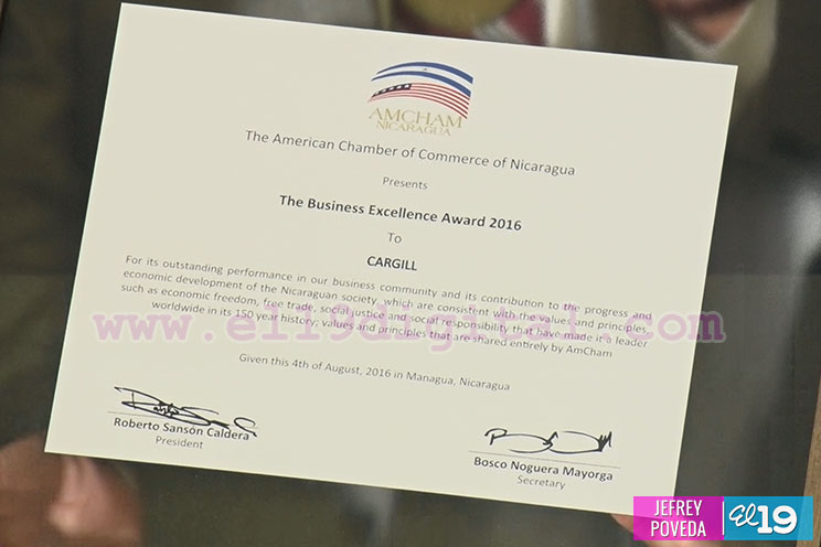 AMCHAM entrega Premio Excelencia Empresarial 2016 a Cargill
