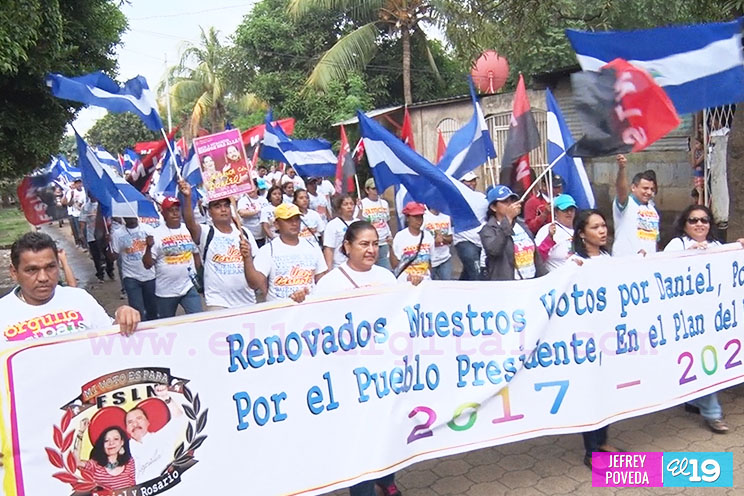 Por la continuidad de más proyectos en el país, familias caminan en respaldo al FSLN