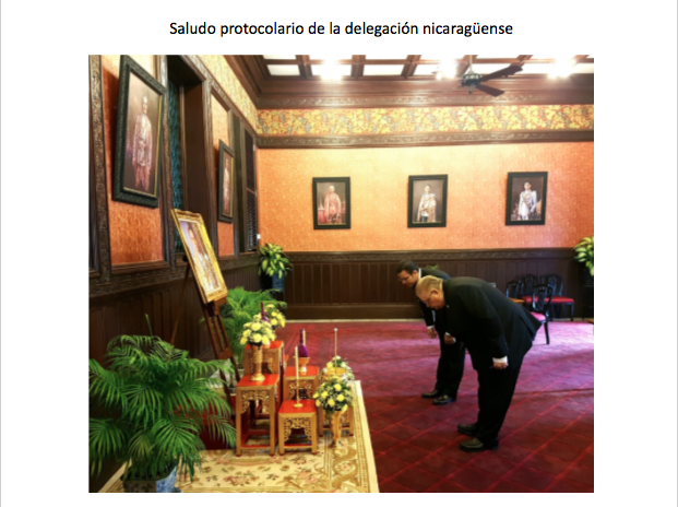 Representación del Gobierno de Nicaragua expresa condolencias en el Gran Palacio de Bangkok