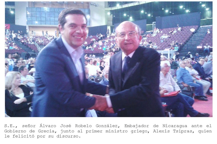 Embajador de Nicaragua participa en Congreso del partido Syriza de Grecia