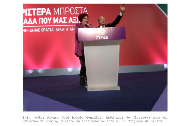 Embajador de Nicaragua participa en Congreso del partido Syriza de Grecia