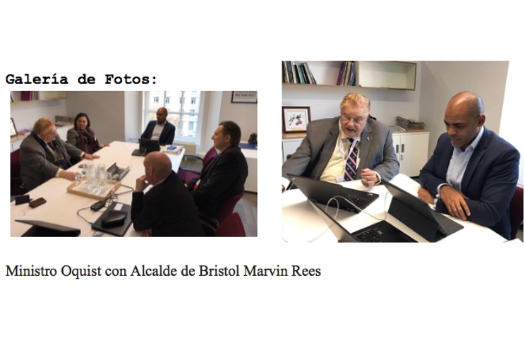 Ministro Paul Oquist visita Bristol, Inglaterra, promoviendo  la cooperación climática y la inversión en tecnología verde