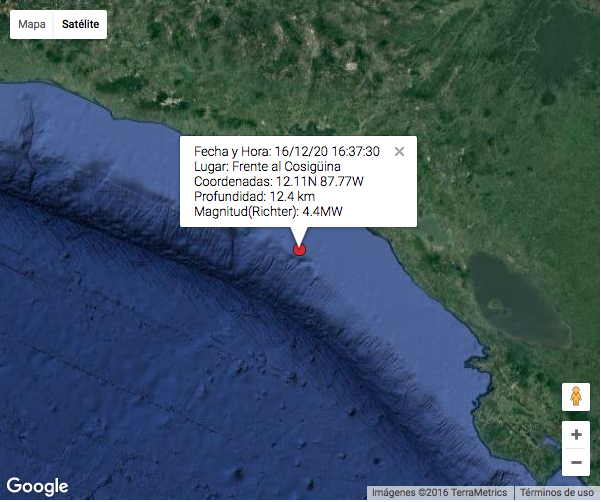 Dos sismos de 4.6 y 4.4 sacuden las costas de Nicaragua