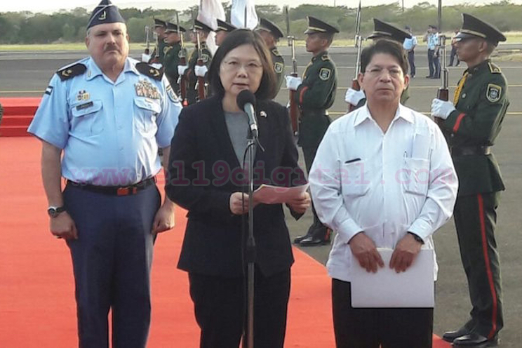 Presidenta de la República de China (Taiwán) arriba a Nicaragua para investidura presidencial