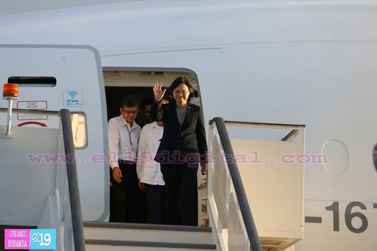 Presidenta de la República de China (Taiwán) arriba a Nicaragua para investidura presidencial