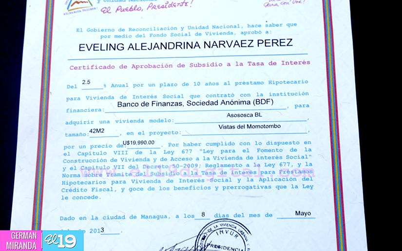 Más familias son protagonistas de certificados de subsidios de vivienda