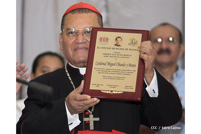 Masaya celebra onomástico del Cardenal Miguel Obando y Bravo