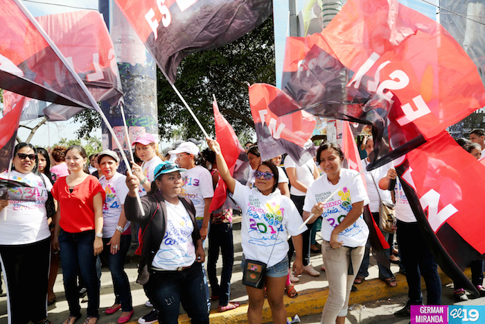 Mujeres Sandinistas movilizadas en saludo al Día Internacional de la Mujer