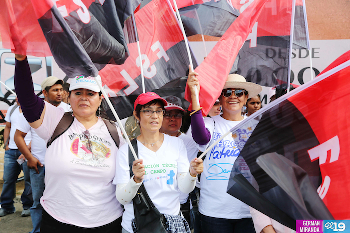 Mujeres Sandinistas movilizadas en saludo al Día Internacional de la Mujer