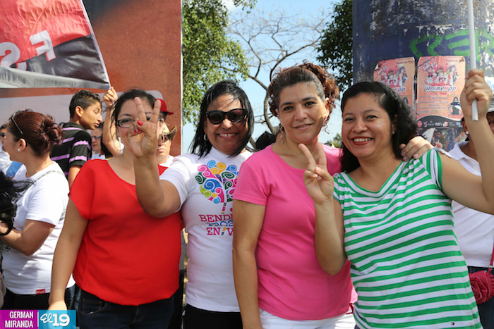 Mujeres Sandinistas movilizadas en saludo al Día Internacional de la Mujer