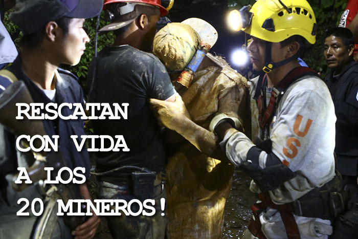 Rescatan con vida a los 20 mineros de Bonanza