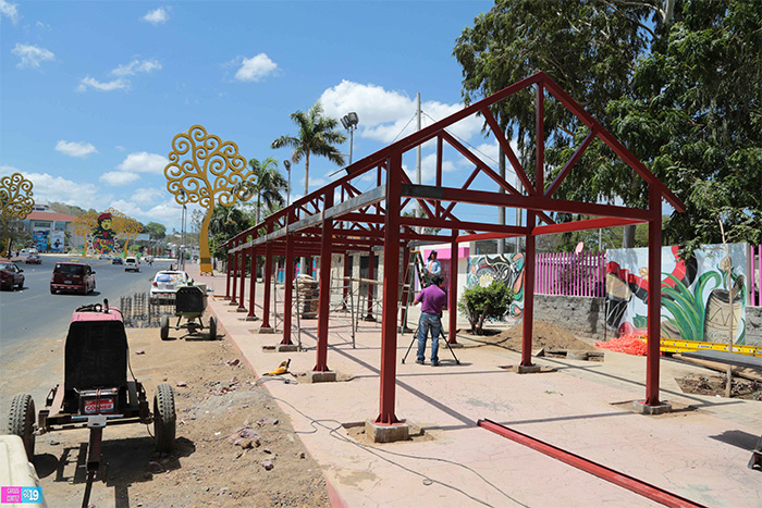 Avanza construcción de nuevas paradas de buses