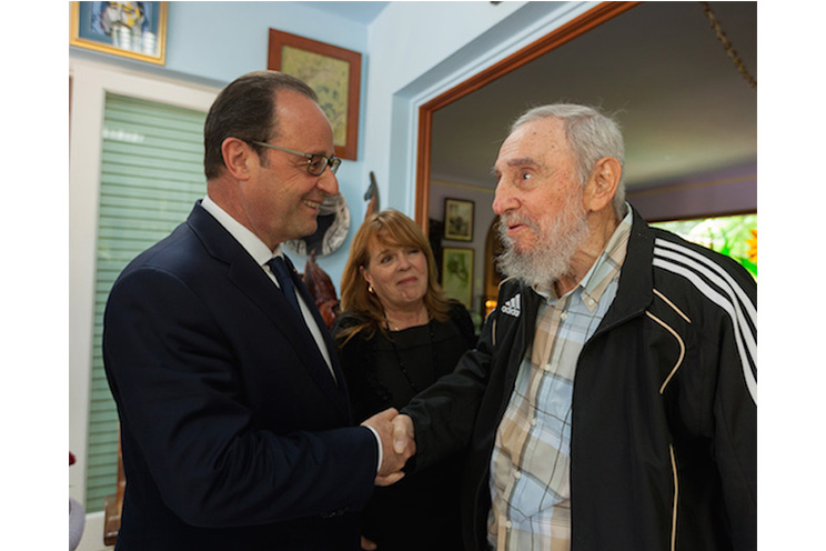 Fidel recibe a Hollande en Cuba