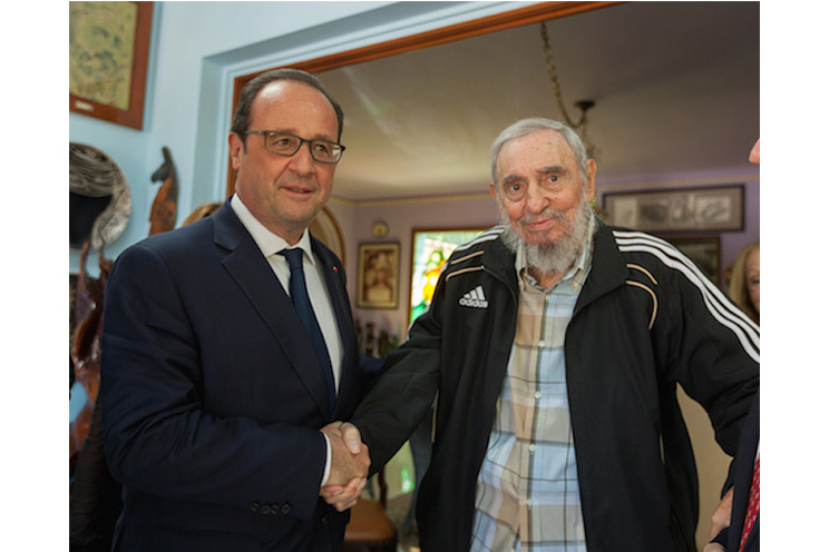Fidel recibe a Hollande en Cuba