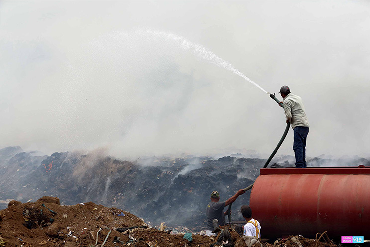 Incendio en vertedero municipal de Masaya