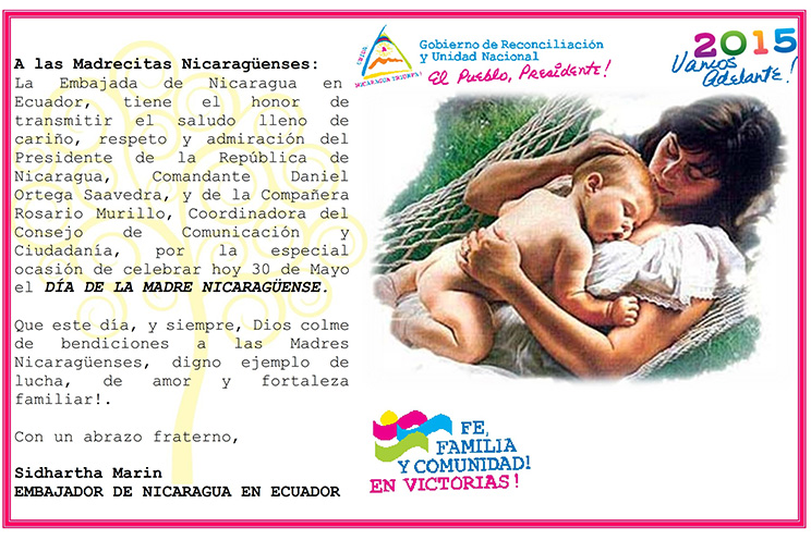 Celebran Día de la Madre Nicaragüense en Ecuador
