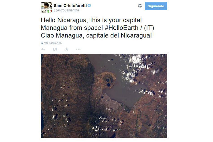 La astronauta tuitera que fotografió Managua desde el espacio romperá récord