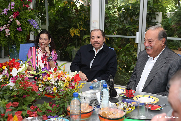 Presidente Daniel y Compañera Rosario sostienen encuentro con el empresario mexicano Carlos Slim