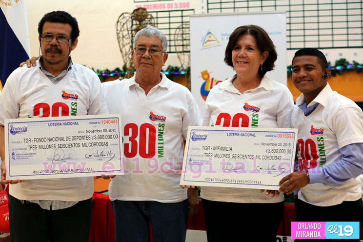 Loteria Nacional entrega utilidades al IND y MIFAN