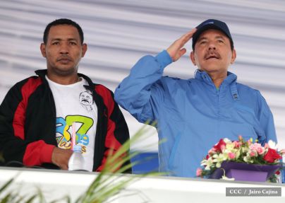 Presidente Daniel y Compañera Rosario en 37 Aniversario del Repliegue a Masaya
