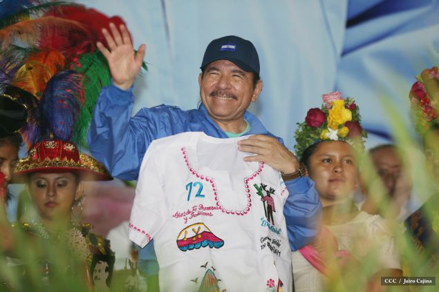 Presidente Daniel y Compañera Rosario en 37 Aniversario del Repliegue a Masaya