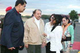 Presidente Daniel y Compañera Rosario celebran con el Presidente Maduro el 10 Aniversario de Nicaragua en el ALBA