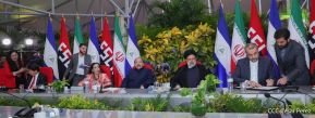 Presidente Daniel Ortega y Vicepresidenta Rosario Murillo en Acto de Clausura de la Visita del Presidente de Irán