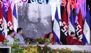Acto en celebración acto de la entrega de buses de China a transportistas de Managua