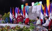 Acto en celebración acto de la entrega de buses de China a transportistas de Managua
