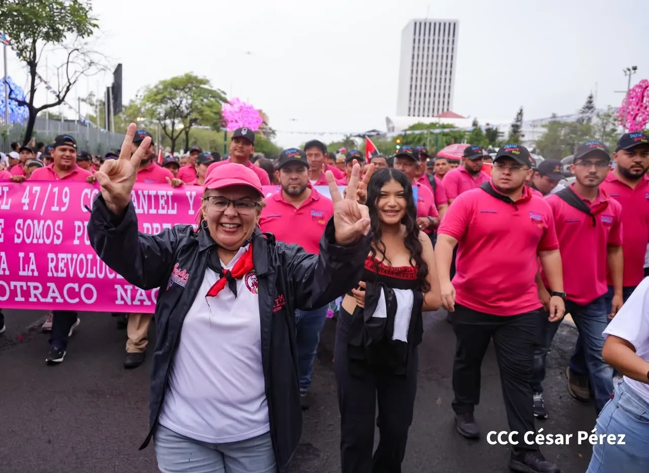 Militancia sandinista protagoniza caminata en homenaje al 47/19 en Managua