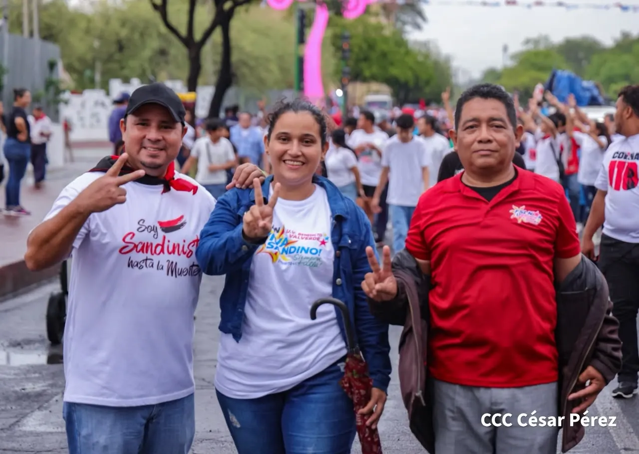 Militancia sandinista protagoniza caminata en homenaje al 47/19 en Managua