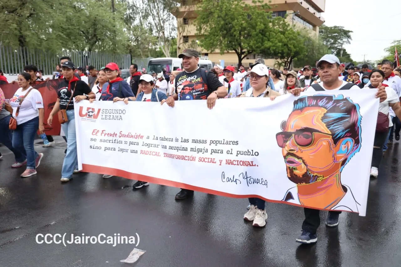 Militancia sandinista protagoniza caminata en homenaje al 47/19 en Managua