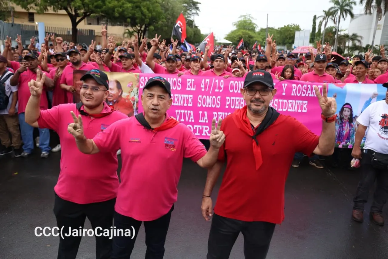 Militancia sandinista protagoniza caminata en homenaje al 47/19 en Managua