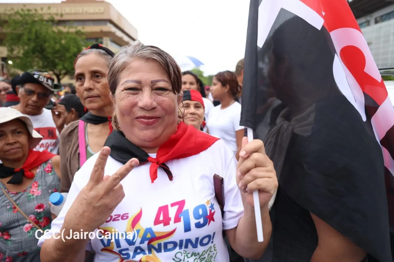 Militancia sandinista protagoniza caminata en homenaje al 47/19 en Managua