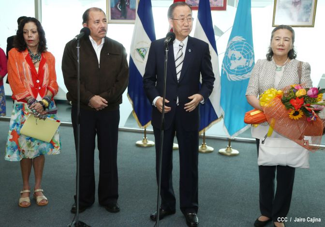 Presidente Daniel y Compañera Rosario reciben a Secretario General ONU