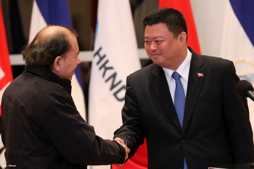Daniel y Rosario celebran junto a Wang Jing inicio de Obras del Gran Canal por Nicaragua