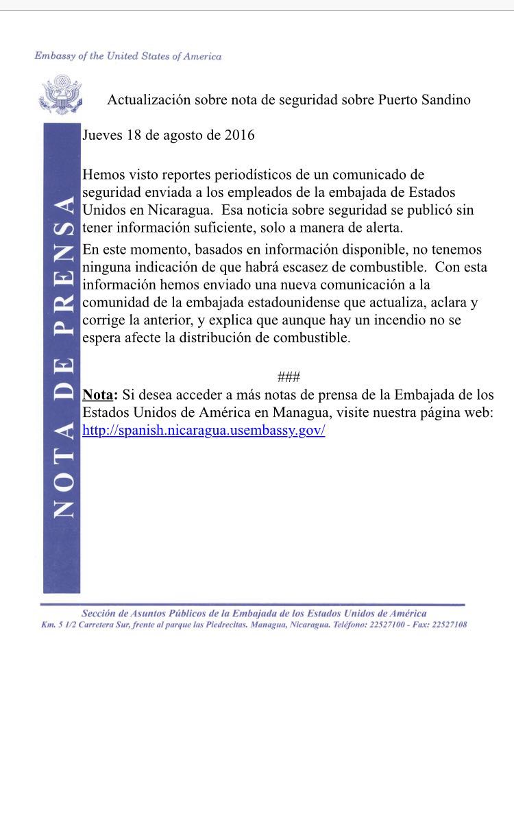 Nota Aclaratoria de EEUU