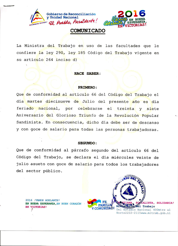 Comunicado MITRAB