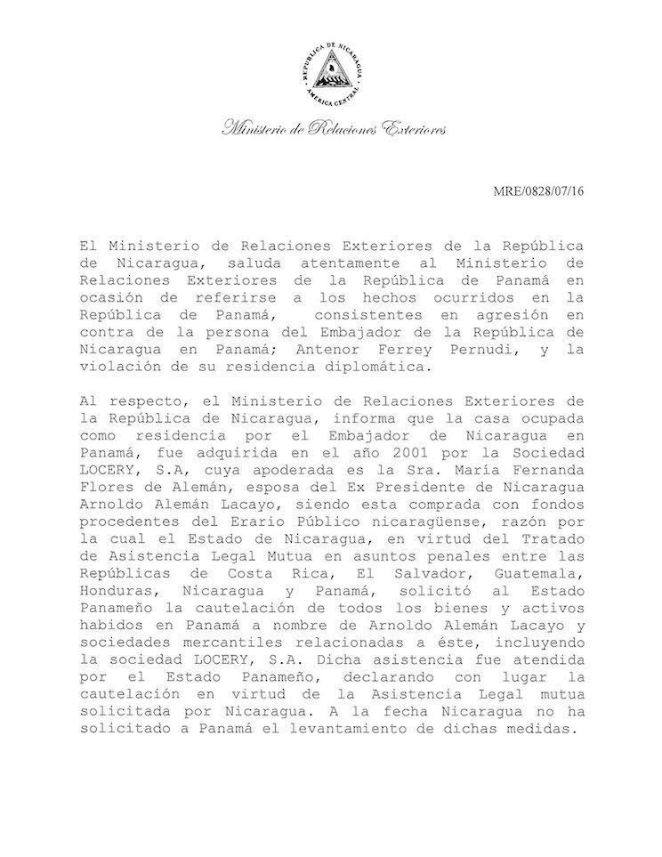 Nota A Panam&aacute;