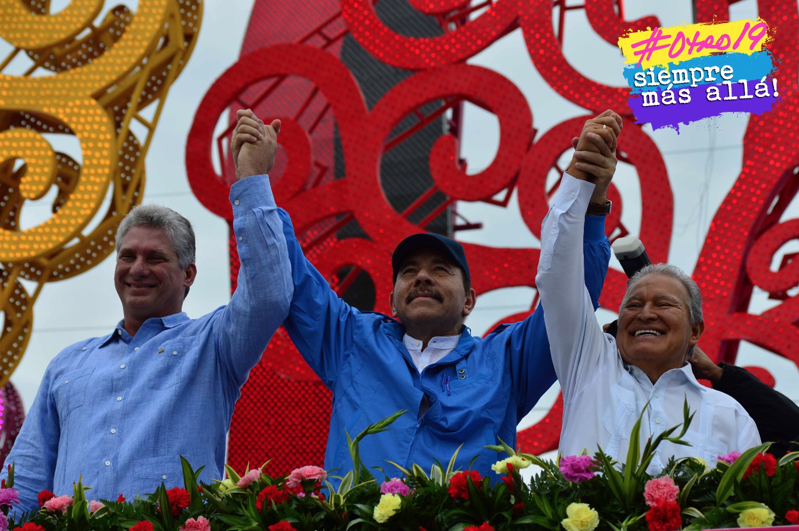 Daniel Ortega, Miguel Díaz Canel y Salvador Sánchez Cerén