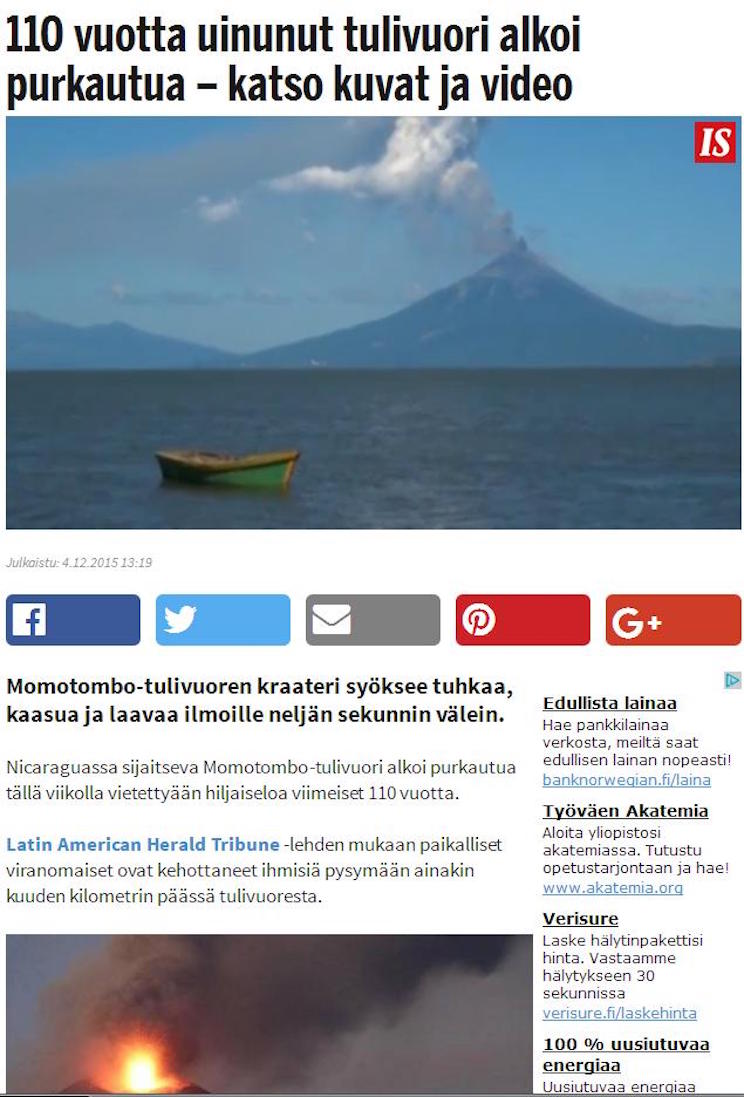 Los aromas del Momotombo llegan a Tampere, Finlandia