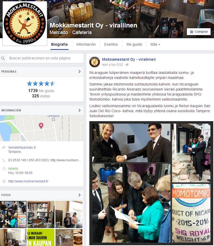 Los aromas del Momotombo llegan a Tampere, Finlandia