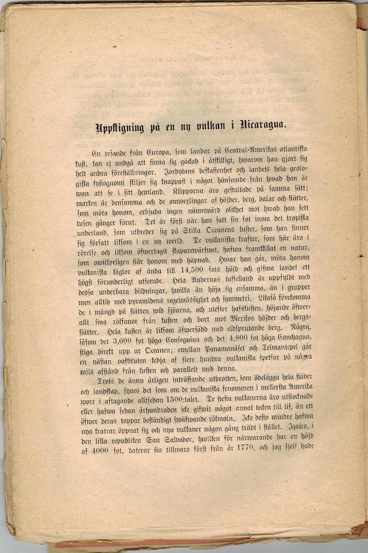 El ascenso a un nuevo volc&aacute;n en Nicaragua visto en 1875 desde Europa n&oacute;rdica