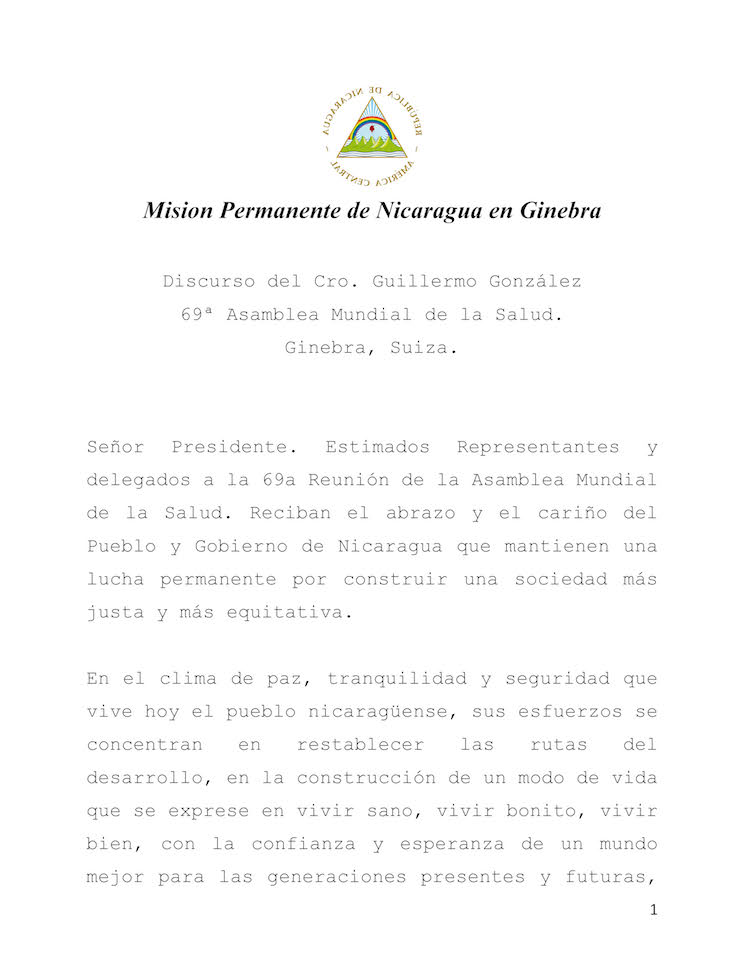 Discurso Nicaragua OMS