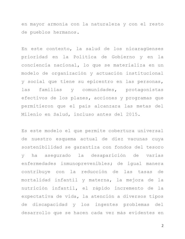Discurso Nicaragua OMS