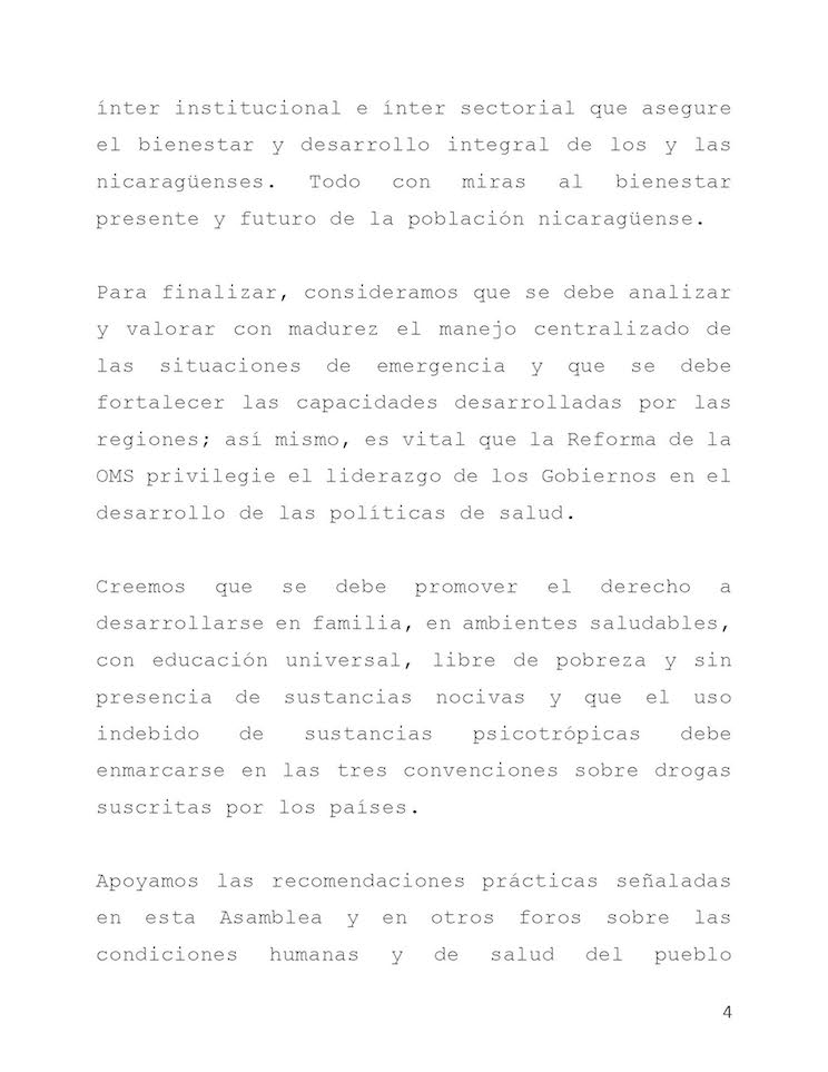 Discurso Nicaragua OMS
