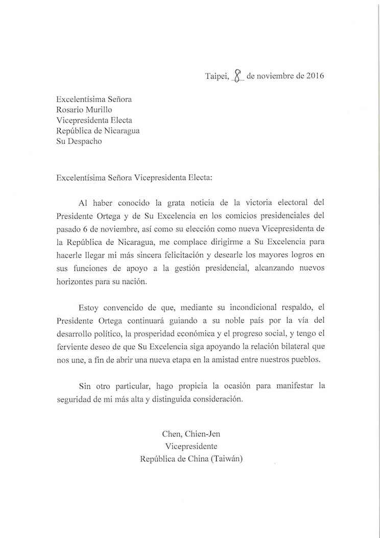 Carta Taiwán