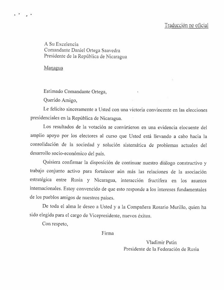 Carta de Putin
