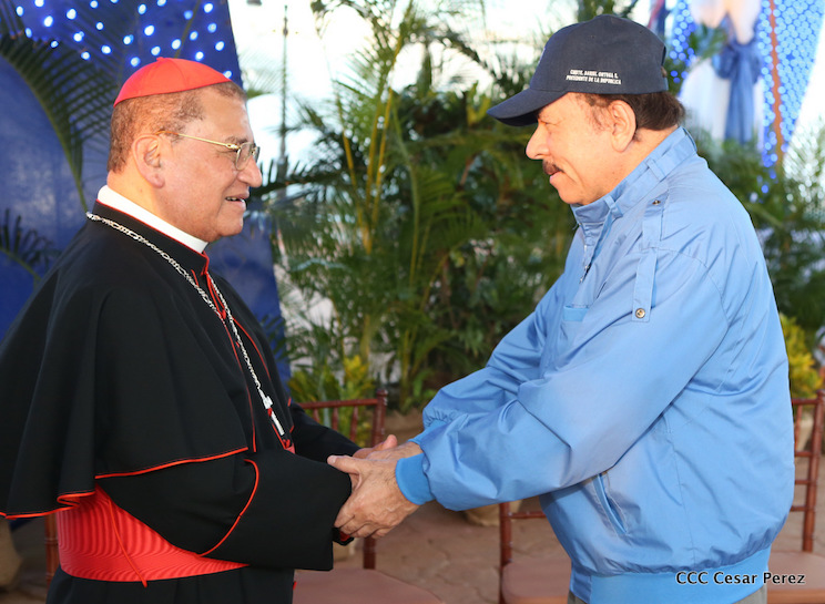 Daniel Ortega y Cardenal Miguel Obando